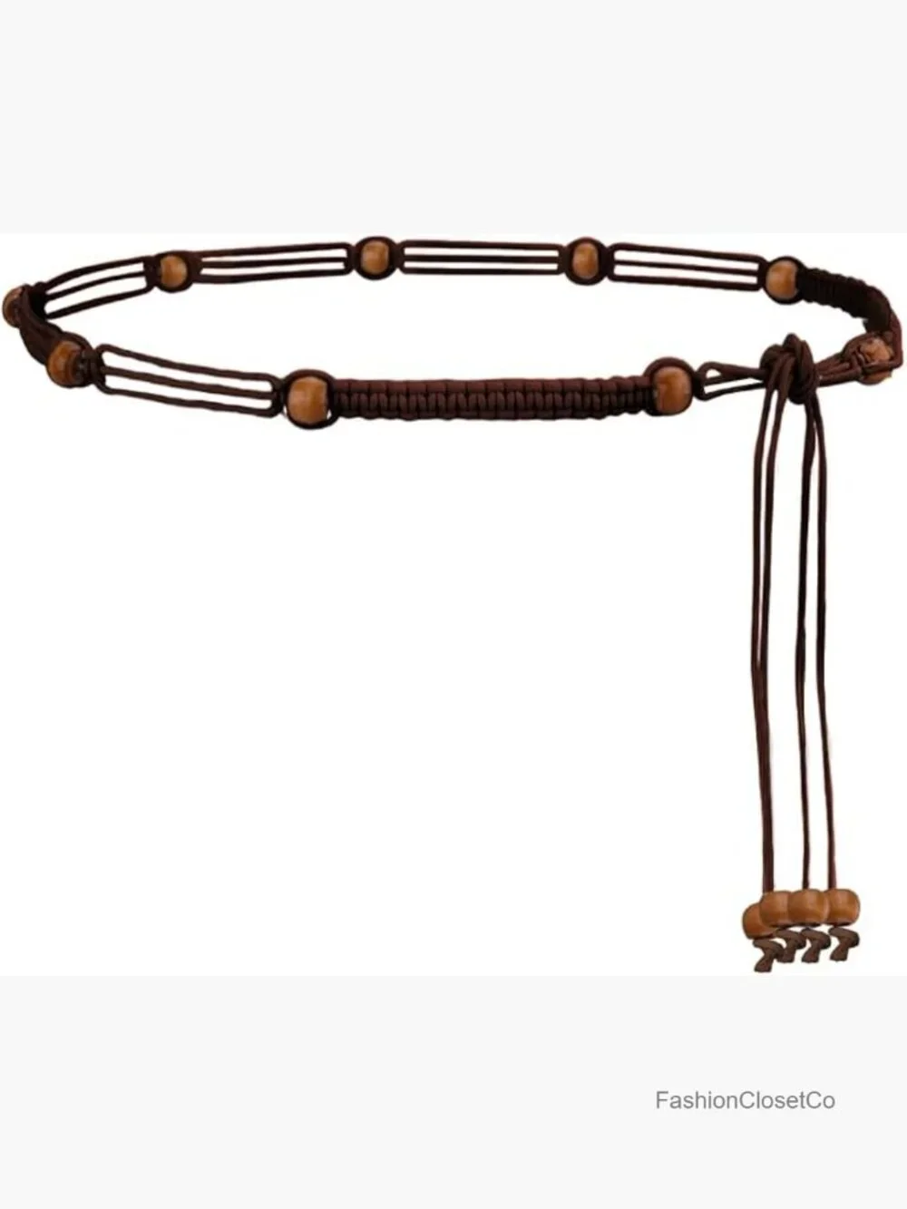 Beaded Rope Belt Woven Braided Boho Waist Belt Dressy Tie Belt